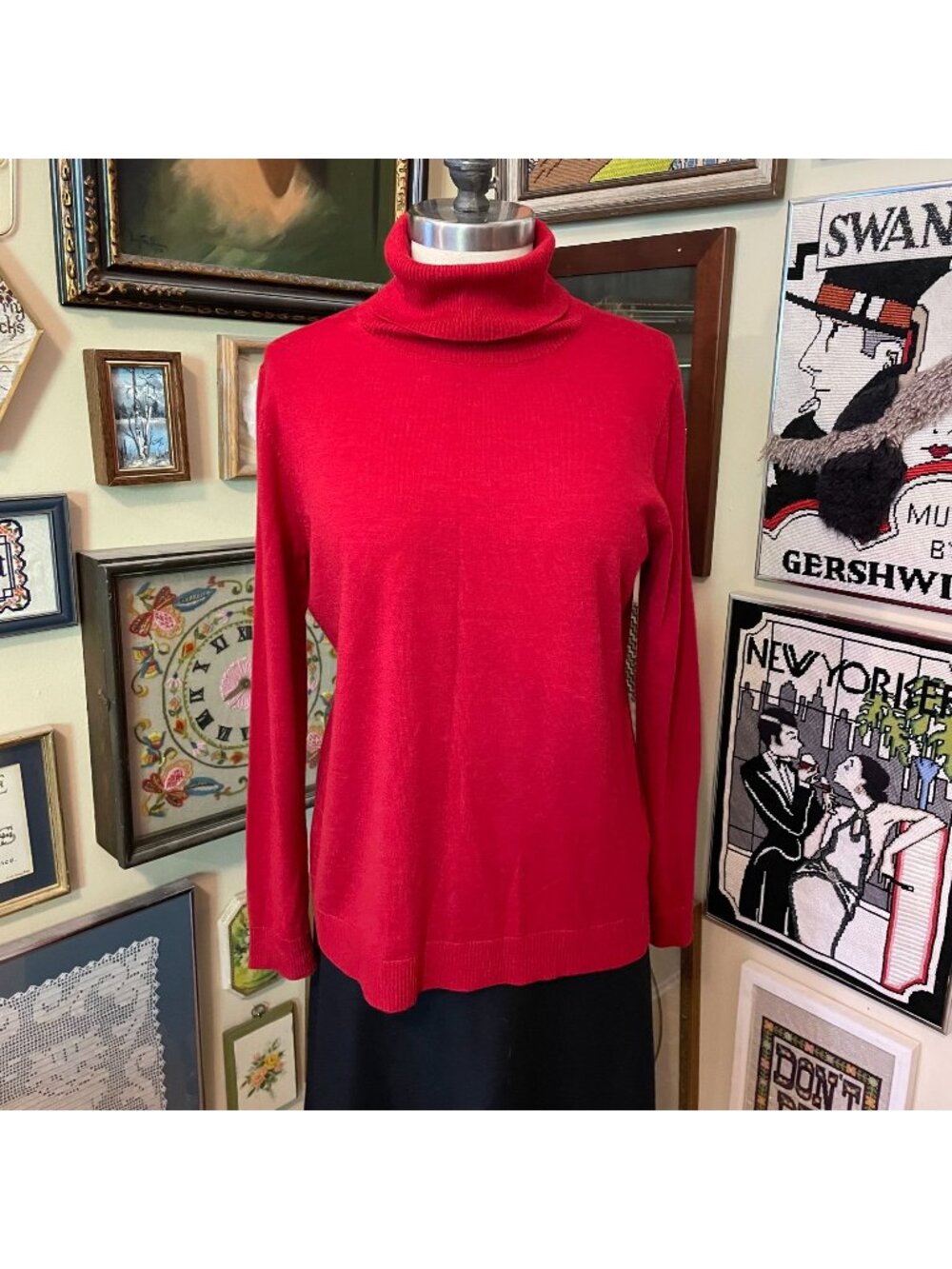 Pendleton Red 100% Merino Wool Lightweight Long Sleeve Turtleneck Sweater Size X